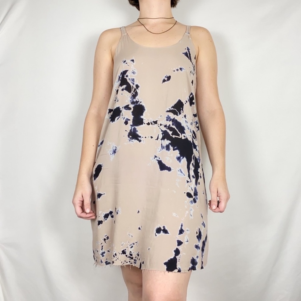 Raquel Allegra Tie Dye Raw Hem Mini Dress